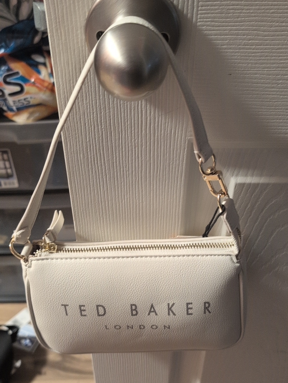 Ted Baker Cream Mini Shoulder Bag with Gold Hardware